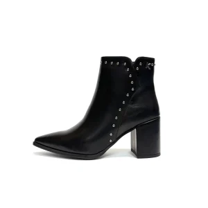 KEYS SCARPE DONNA STIVALETTI A PUNTA CON TACCO MEDIO LARGO K-11600 NERO