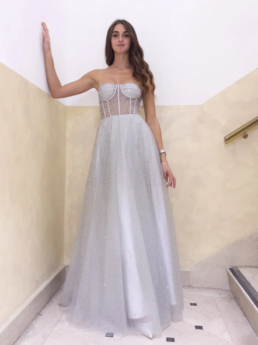 Abito a corpetto con strass - immagine 4