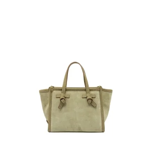 Mini Borsa a mano in pelle scamosciata verde chiaro