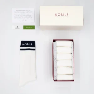 Basic Comfort - Box da 6 calze sportive in cotone bio con scritta Nobile