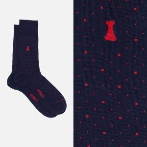 Luigi XIV - Calza corta blu a pois