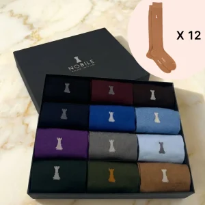 Box 12 paia calze lunghe in Filoscozia® - Federico II a tinta unita