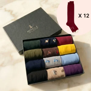 Box 12 paia calze lunghe in Cotone Makò - Fantasia Mista