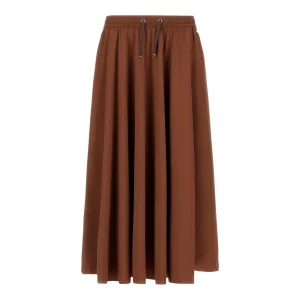 Gonna lunga Donna in nylon Marrone