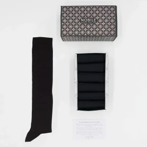 Box Calze lunghe Chiffon in pura Seta di Gelso - 6 paia nero
